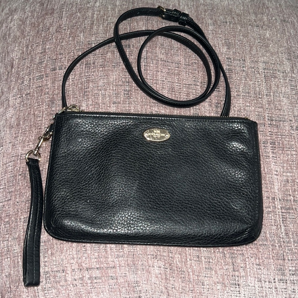 Coach Lyla Double Gusset Crossbody Pebble Leather Shoulder/Clutch Bag F53157